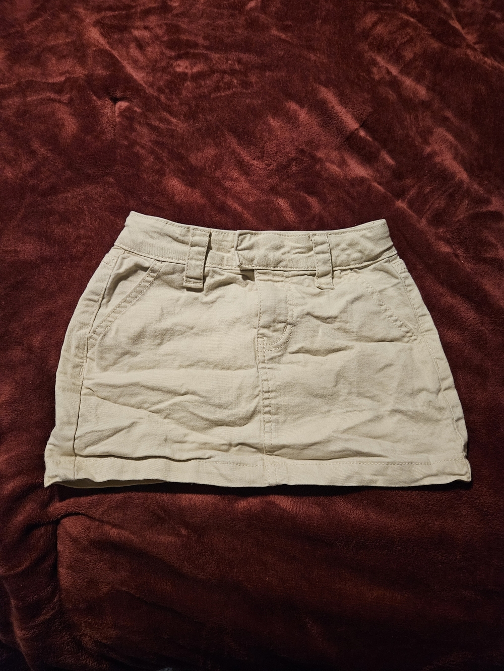 art class Cream Twill Mini Skirt with Belt Loops